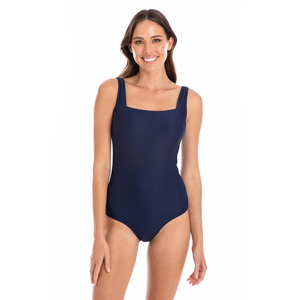 TOGS Navy Textured Square Neck One Piece
