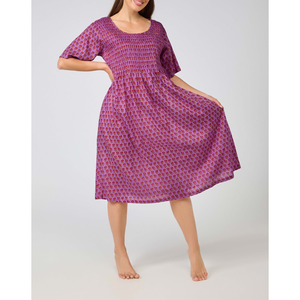 Arabella Nightie or Dress Shirred Bodice Short Sleeve