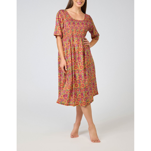 Arabella Nightie Shirred Bodice Short Sleeve