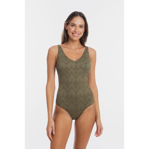 Togs Khaki Chiseled V Neck Plunge