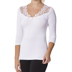 Arianne Teri 3/4 Sleeve Top with V Neck