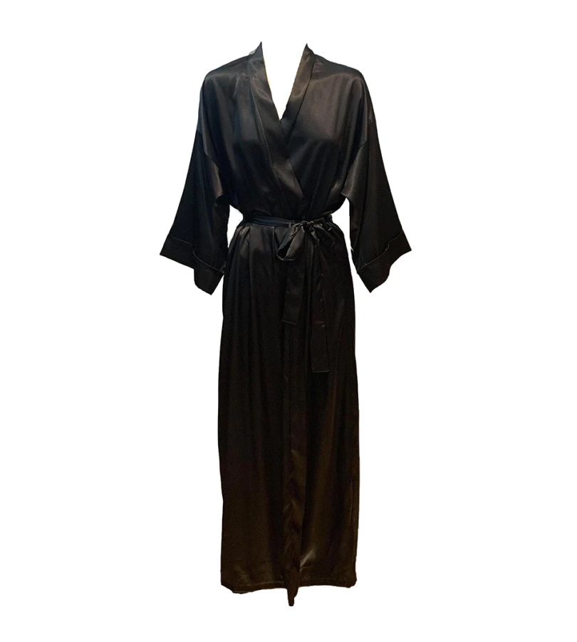 black silk dressing gown ladies Morgan Long Silk Robe main image 0