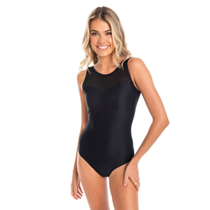 TOGS Textured Black Mesh High Neck 