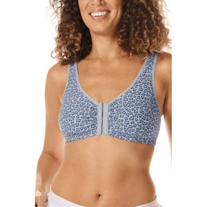 Amoena Frances Front Fastening Bra  Blue Leopard